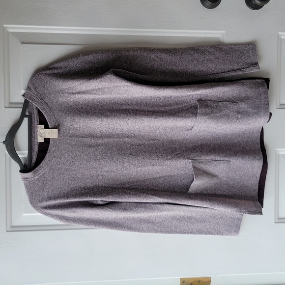 LOFT Sweaters - LOFT womens top with pockets, soft front, flowy back fabric, Plum Burgundy  XS